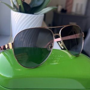 Kate Spade rose gold aviator sunglasses with case GENEVA'S 35JWJ
